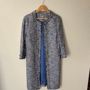 Anne Klein Textured Blue and Gray Pea Coat